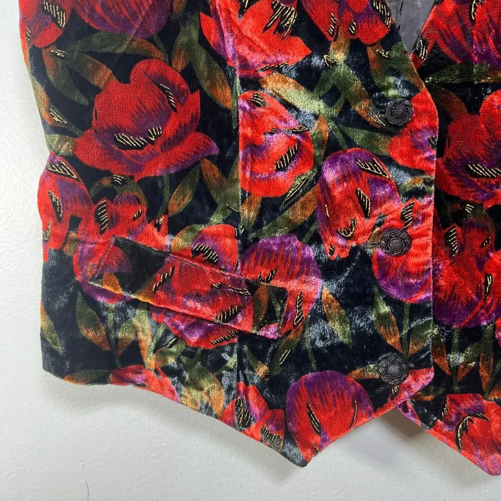 Women's Red Floral Vest - Picture 4 of 11